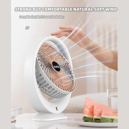 Miniatura 3 de Chchmu Ventilador de escritorio USB de 8 pulgadas, ventiladores de mesa de escritorio de 3 velocidades, ventilador silencioso personal con fuerte
