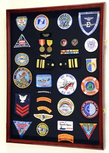 Miniatura 3 de Medallas militares XL, alfiler, parches, insignias, cintas, insignias, banderas, vitrina para gabinete Shadowbox (acabado en madera de roble)