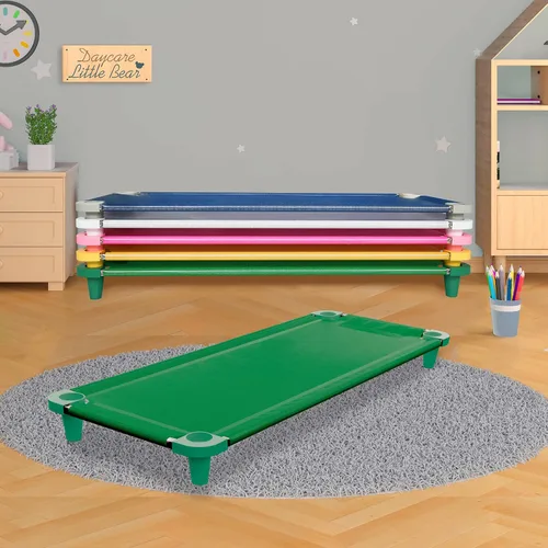 Miniatura 3 de Acrimet Cuna siesta para niños, cama portátil para niños pequeños, apilable, 52 pulgadas de largo (tubos de acero inoxidable)
