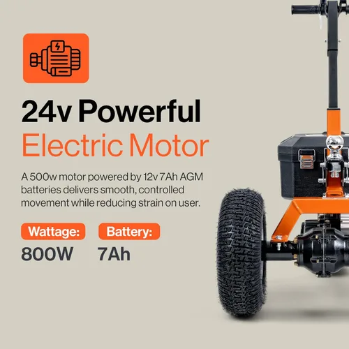 Miniatura 2 de SuperHandy Carrito eléctrico para remolque: baterías AGM selladas de plomo ácido de 24 V 7 Ah, motor de servicio pesado de 800 W, montaje de bola