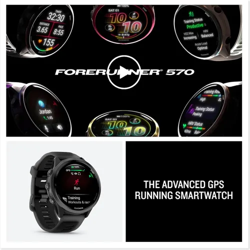Miniatura 8 de Garmin® Forerunner® 570, 47mm, Reloj inteligente avanzado para correr y triatlón con GPS, pantalla AMOLED, funciones de entrenamiento y Pizarra/Negro