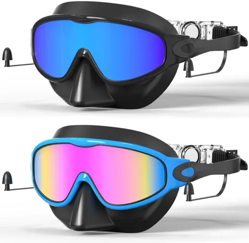Miniatura 11 de Gafas de natación para niños, paquete de 2 gafas de natación de protección completa, sin fugas, antivaho para niños de 3 a 14 años Verde y Púrpura