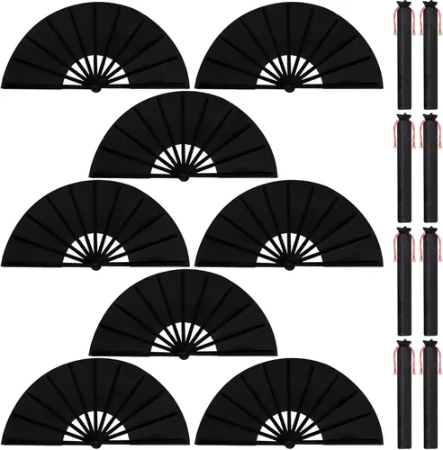 Miniatura 68 de Maitys Paquete de 2 ventiladores de mano plegables grandes de 13 pulgadas, ventiladores chinos de mano grandes para baile de línea, Tai Chi