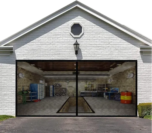 Miniatura 10 de LIAMST Pantalla para puerta de garaje de 16 x 9 pies, 2 puertas de garaje de automóvil, pantalla de puerta de fibra de vidrio reforzada, imanes