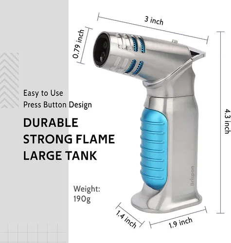 Miniatura 5 de Linterna de soplete, encendedor de butano recargable resistente al viento con 4 llamas cuádruples y bloqueo de seguridad para cocina, parrilla