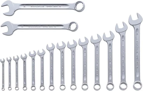 Miniatura 10 de Stahlwille 96400805 Llave combinada, cabeza de anillo en ángulo a 15 grados, acero de aleación cromada, cromada, tiene accionamiento antideslizante