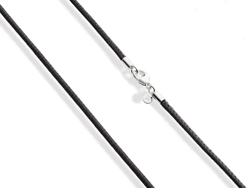 Miniatura 2 de Miabella Genuine 2mm Black or Brown Italian Leather Cord Chain Necklace for Men Women with 925 Sterling Silver Clasp Made in Italy