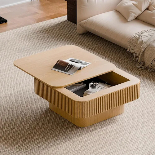 Miniatura 17 de Mesa de Centro con Tapa Elevable Mesas de Centro Cuadradas para Muebles de Sala de Estar Acanalada Pequeña con Gran Centro de Almacenamiento Oculto