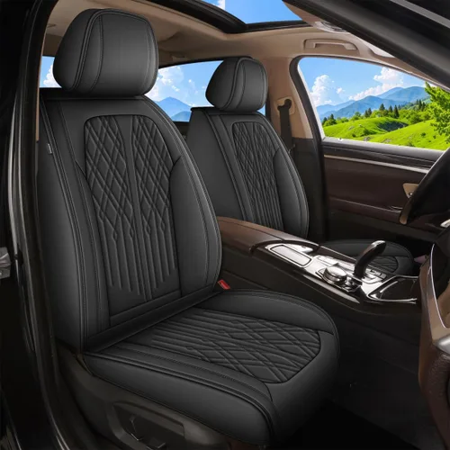 DISUTOGO Funda de asiento de automóvil para Cadillac ATS 2013-2018, juego completo de fundas de asiento de cuero sintético, impermeables,