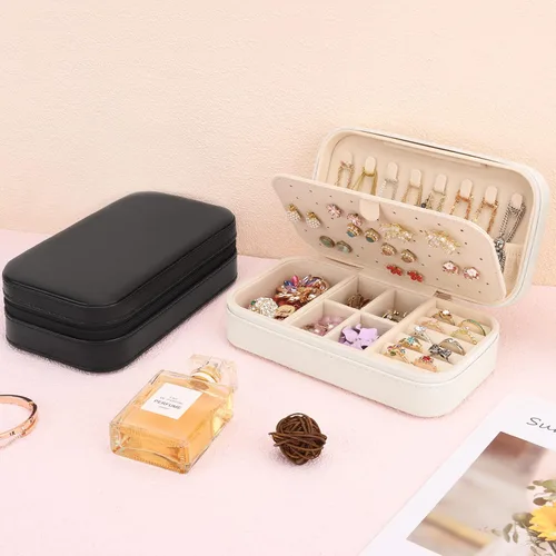 Miniatura 6 de DesignSter Joyero de viaje, estuche portátil de piel sintética, pequeñas cajas de joyería para regalos, organizador de joyas de viaje para mujeres