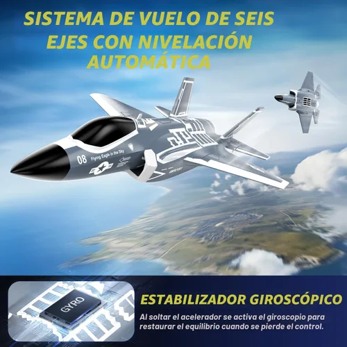 Miniatura 4 de DEERC F35 - Avión RC de 4 canales sin escobillas para adultos, avión de control remoto EDF Jet Fighter, estabilizador de giro de 6 ejes de 2.4GHz