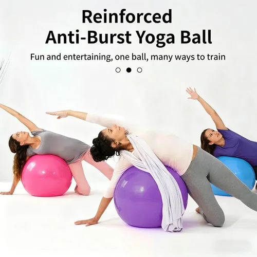 Miniatura 4 de 5 pelotas de ejercicio de yoga antiestallido de 26 pulgadas, pelota de gimnasio antideslizante y resistente para fitness, núcleo, equilibrio