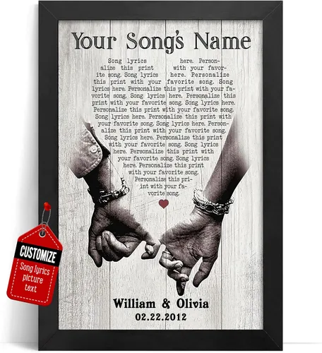 Miniatura 37 de VICILO Póster personalizado con letras de canciones, lienzo para decoración de pared, acordes de canción perfecta, regalo de aniversario de un año