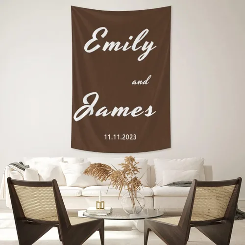 Miniatura 20 de Tapiz de boda personalizable con nombre y foto, colgante de pared personalizado para boda, tapiz de pared personalizado, decoración del hogar, tapiz