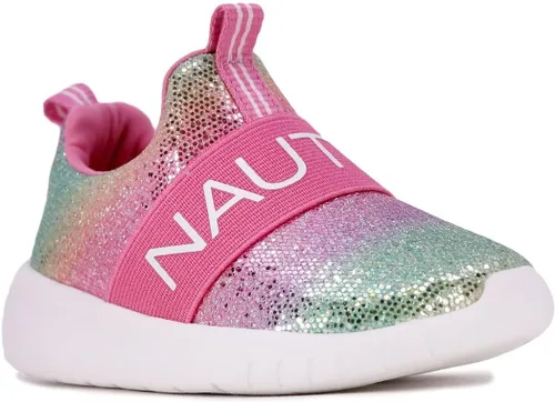 Nautica Tenis sin cordones para niña, zapatos deportivos para correr, caminar, jugar tenis y deportes (niños pequeños)