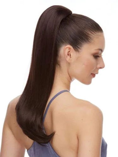 Cola de caballo de color puro F4/30 – Sepia Wigs 20 pulgadas de largo en capas onduladas resistentes al calor sintético afroamericano poni cordón