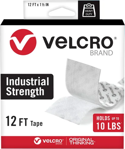 Cinta resistente de marca VELCRO | Rollo de 3.7 metros | Fuerte adhesivo pegajoso en la parte posterior que sostiene hasta 10 libras | Sujetadores