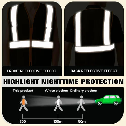 Miniatura 2 de Chaleco de seguridad personalizado BeautyWill con logotipo personalizado Clase 2, chaleco reflectante de alta visibilidad con bolsillos, ropa