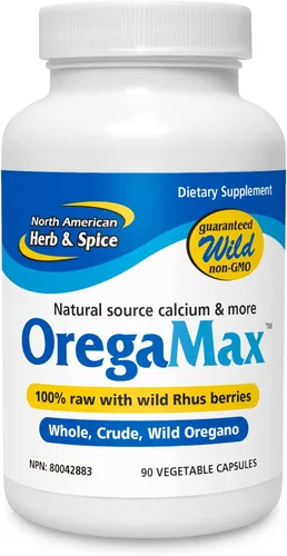 NORTH AMERICAN HERB & SPICE OregaMax - 90 cápsulas vegi - Apoyo digestivo e inmunológico saludable - Suplemento de aceite de orégano P73 con ajo y