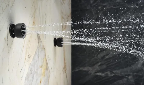 Miniatura 7 de KOHLER 26299-BL - Spray redondo de una sola función, rociador giratorio semiempotrado para pared de ducha, 2.5 GPM, negro mate Mate negro