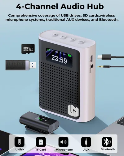 Miniatura 5 de 2025 Nuevo Amplificador de Voz Mejorado Inalámbrico con Micrófono Lavalier Magnético, Pantalla LED, Micrófono Portátil Recargable para Profesores