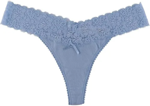 Miniatura 6 de Tangas de algodón para mujer, variedad de tangas con ribete de encaje, paquete de 10 unidades de calzones tangas