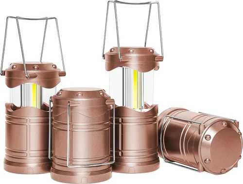 Miniatura 23 de Lichamp Linterna LED para campamento, paquete de 4 linternas alimentadas por batería para cortes de energía, luz colgante plegable portátil esencial