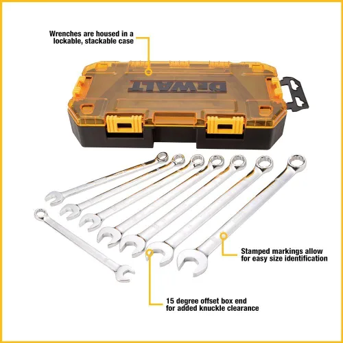 Miniatura 2 de Juego de llaves combinadas DeWalt, métricas, 8 piezas (DWMT73810)