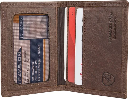 Miniatura 2 de Travelon Funda de tarjeta de bloqueo RFID, Marrón, Estuche para tarjetas Rfid Classic