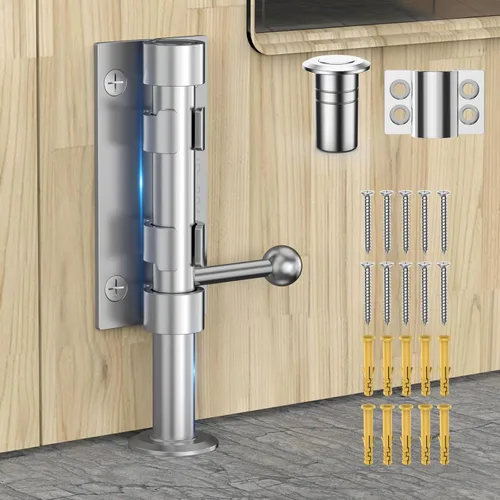 Miniatura 9 de Cerradura de puerta de perno deslizante, cerrojo de barril, 6.3 pulgadas, resistente, acero inoxidable 304, acabado plateado, para valla de madera