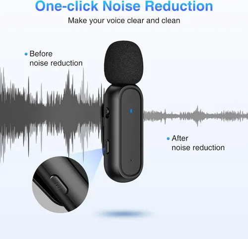 Miniatura 5 de LEKATO Micrófono Lavalier inalámbrico para teléfono Android con USB-C, paquete de 2 micrófonos inalámbricos con estuche de carga, micrófono