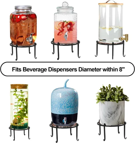 Miniatura 4 de Soporte de metal resistente para dispensadores de bebidas, soporte para recipientes de vidrio de agua fría, base de estante para dispensador