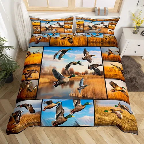 Miniatura 29 de Erosebridal Funda de edredón para niños y niñas, diseño de pato amarillo, diseño de patos de dibujos animados, juego de ropa de cama de animales
