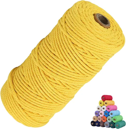 Miniatura 56 de Cuerda de algodón para macramé, de 0.11 pulgadas x 109 yardas, cuerda de macramé natural marrón, suministros perfectos de algodón para hacer