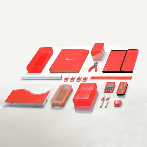 Miniatura 7 de Perforadora de 3 agujeros roja, perforadora portátil para carpeta de 3 anillos, capacidad para 3 hojas, bandeja para astillas removible, regla de 25
