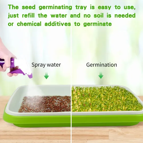 Miniatura 4 de Bandeja de germinación de semillas, 10 paquetes de bandejas de cultivo de microgreens Kit de cultivo de brotes de gran capacidad, bandeja