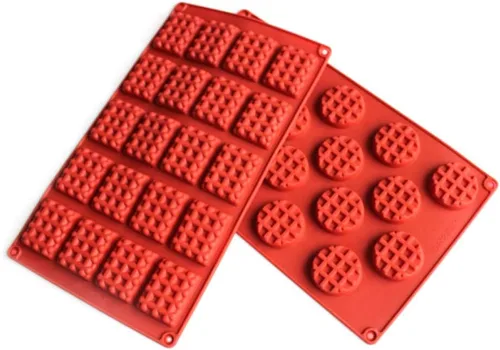 Miniatura 9 de Juego de 2 piezas/juego de moldes de silicona para gofres de 18/20 cavidades, molde para hornear galletas, molde para hornear, herramienta