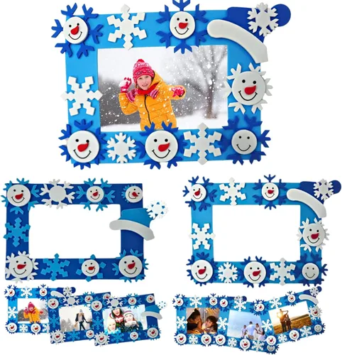 4E's Novelty Marco de fotos de copo de nieve de espuma para manualidades (paquete de 12) Manualidades de Navidad de invierno a granel para niños y