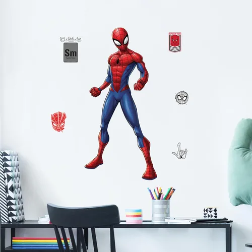 Calcomanía de pared de Spider-Man de Marvel por Wall Palz, adhesivo de vinilo de 25' con interacción de realidad aumentada 3D, decoración temática