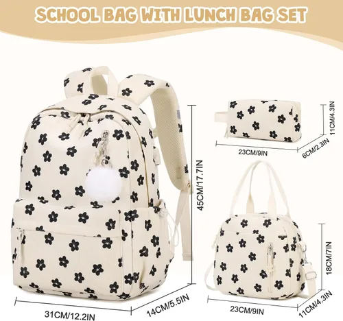 Miniatura 2 de Mochila 20, Beige flor, Grande, Mochila
