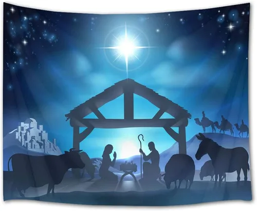 Miniatura 10 de LB Tapiz de Navidad de Jesucristo, escena predicada por Jesús, tapiz de acuarela 3D, manta de pared, decoración de pared, tapiz cristiano
