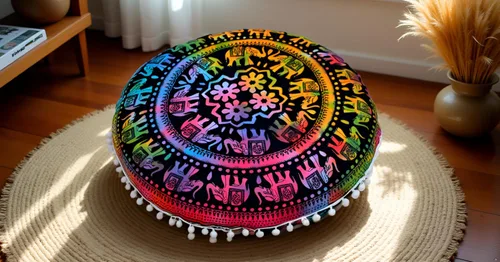Miniatura 2 de CRAFT KALA Funda de Cojín de Suelo Redonda de 22" Mandala Boho para Sala de Meditación Asientos Pufs Funda para Sala de Estar Sala de Yoga Hogar