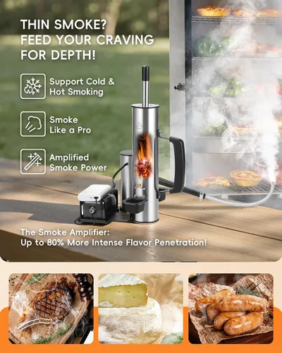 Miniatura 3 de Generador de humo frío para cualquier parrilla, tubo ahumador de acero inoxidable 304, tubo doble para cortar alquitrán para un sabor no graso