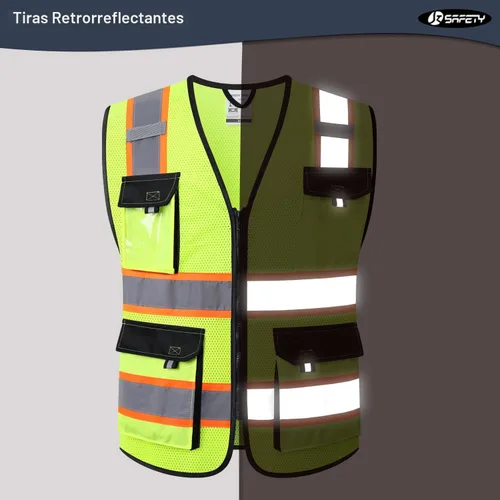 Miniatura 2 de JKSafety - Chalecos de seguridad reflectantes de alta visibilidad para hombres y mujeres, con bolsillos, ropa de seguridad de malla