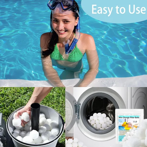 Miniatura 6 de Bolas de filtro de piscina de 3.1 libras, bolas de filtro para bomba de filtro de arena de repuesto para piscina sobre el suelo, medios de filtro