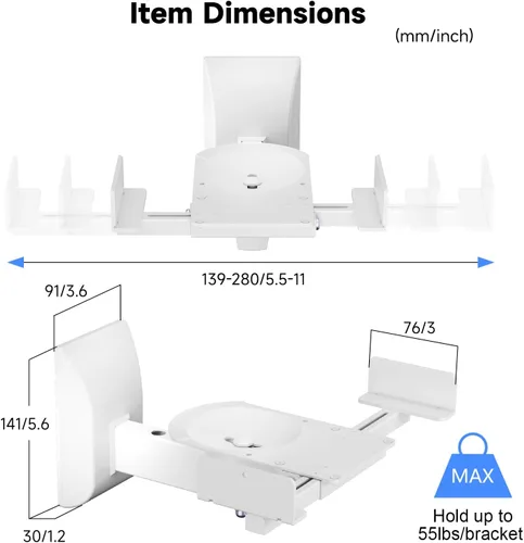 Miniatura 3 de suptek Soporte de montaje en pared con abrazadera de doble lado para altavoces de estantería, para altavoces de sonido envolvente grandes, soporta