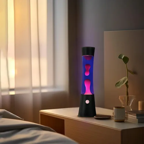 Miniatura 3 de Vanful Lámpara de movimiento de líquido púrpura de 16" con base negra de cera blanca para adultos y niños, gran lámpara de magma como decoración