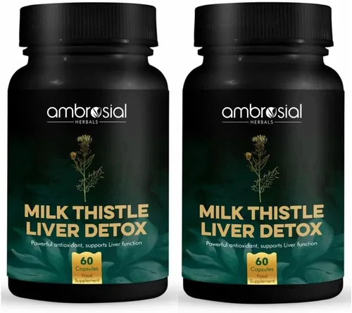 AMBROSIAL Desintoxicación del hígado de cardo mariano con raíz de diente de león y otras hierbas naturales | Antioxidante herbario de alta