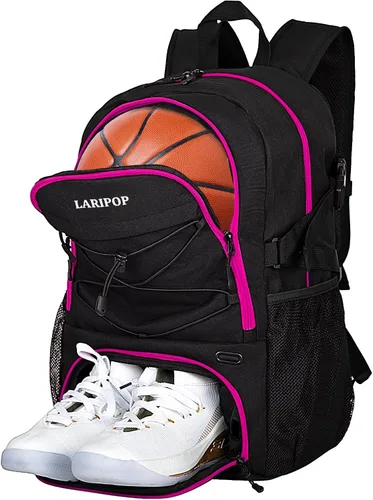 Miniatura 17 de LARIPOP Basketball Backpack with Ball Compartment - Ventilated Shoe Pocket Fits US Size 15, Water Resistant 30L Sports Bag for Men Women Teen