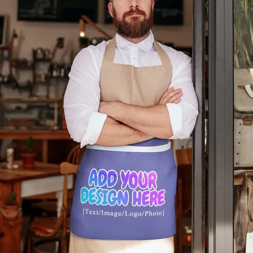 Miniatura 226 de AXKEUDO Delantal personalizado con bolsillos, delantales de cintura para camarera para cocinar en casa, restaurante, servir trabajo